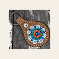 Light Oil Key Chain with Blue and Orange European Crystal Concho