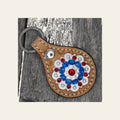Light Oil Key Chain with Red, White, and Blue European Crystal Concho