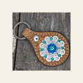 Light Oil Key Chain with Teal European Crystal Concho