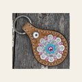 Light Oil Key Chain with Turquoise and Pink European Crystal Concho