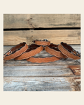 Light Oil Genuine Leather Dog Collars Sizes 10"-28" on a warm cream background