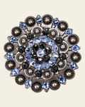 Light Sapphire & Jet Antique Silver Berry Jacket European Crystal Concho on a warm cream background