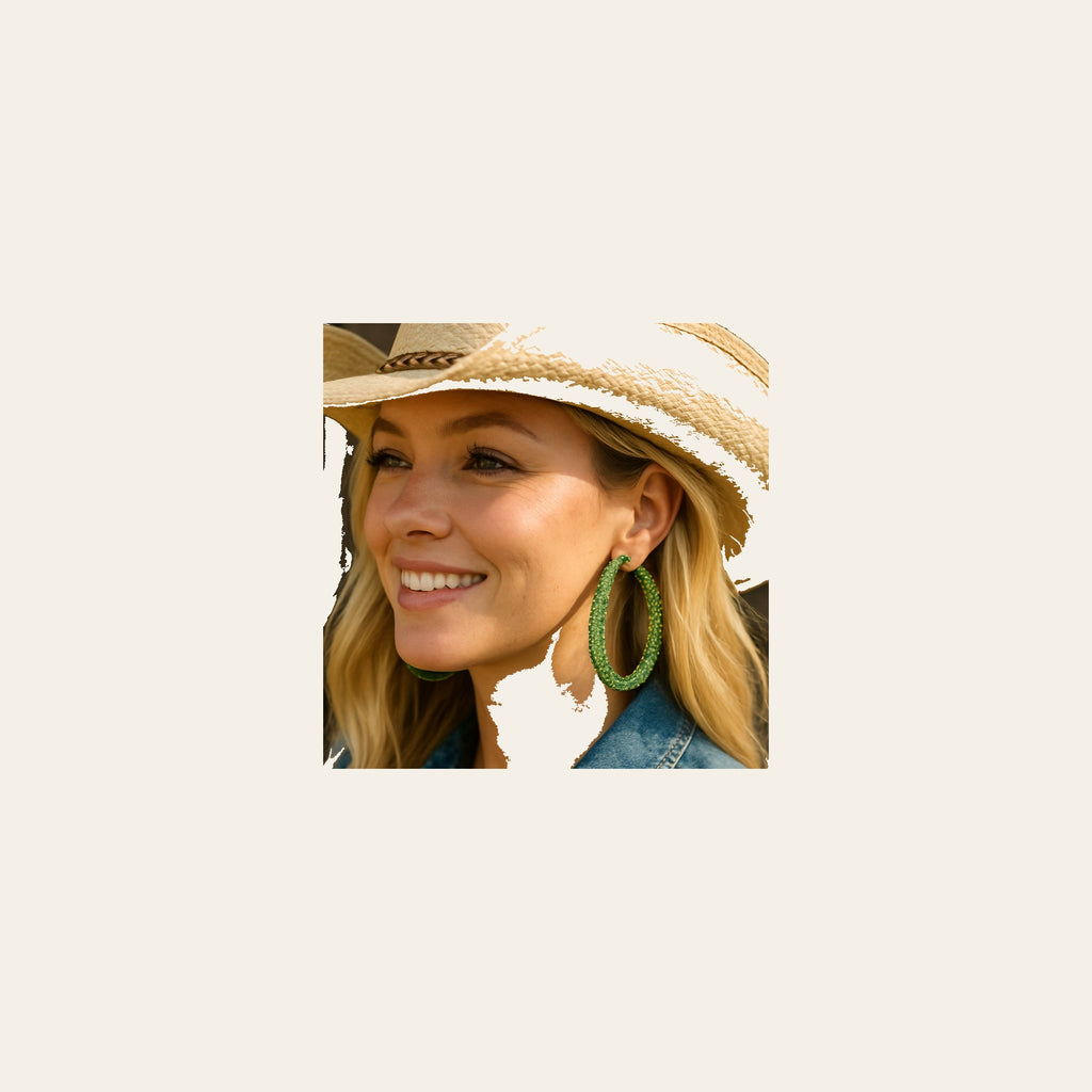 Lime Western Bling Hoop Fashion Earrings