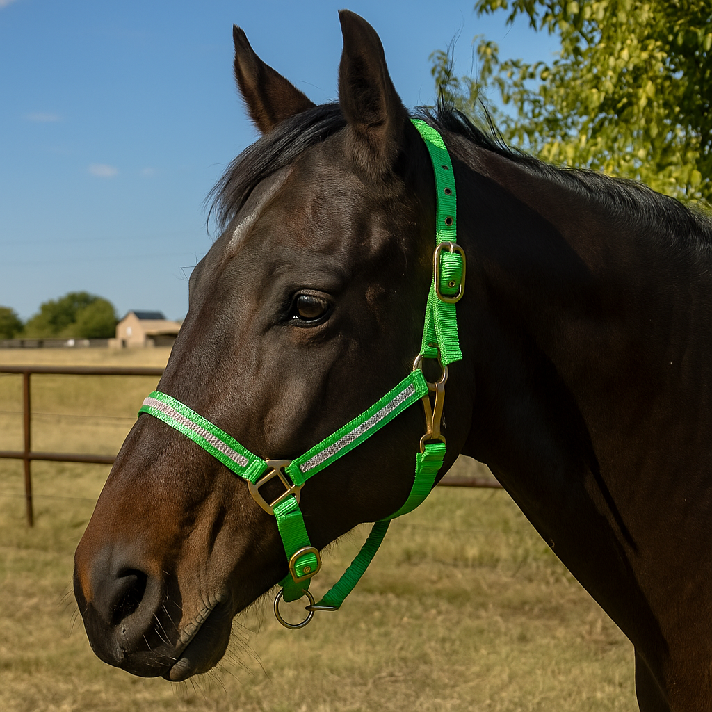 Lime Bling Nylon Horse Halter BNHNGN — view 2
