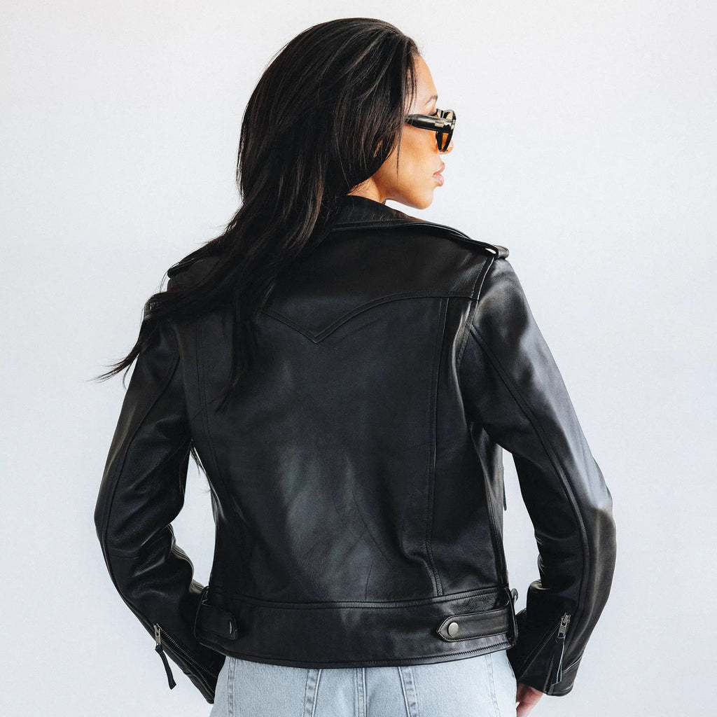 Basic Biker Jacket - Jet Black Leather