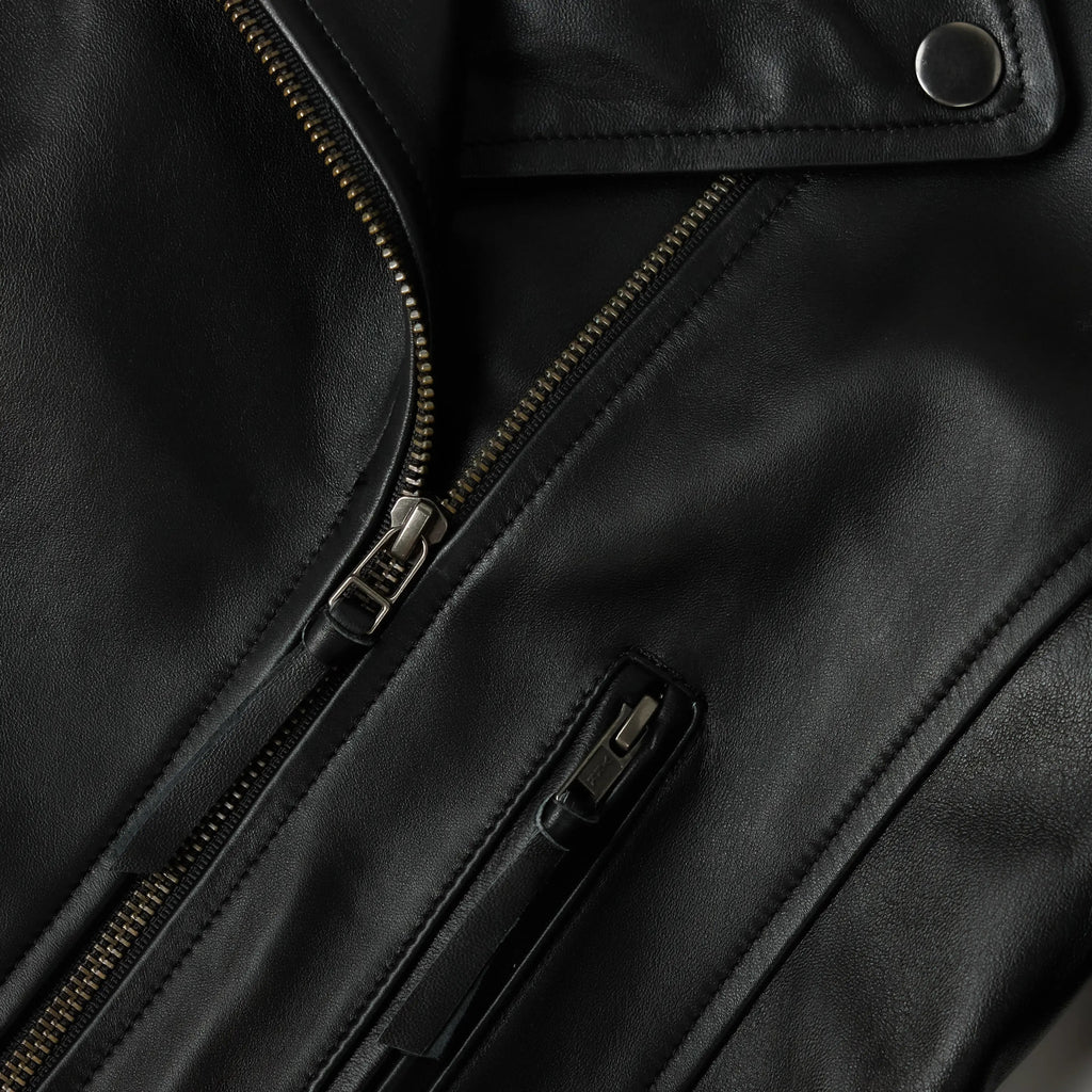 Basic Biker Jacket - Jet Black Leather