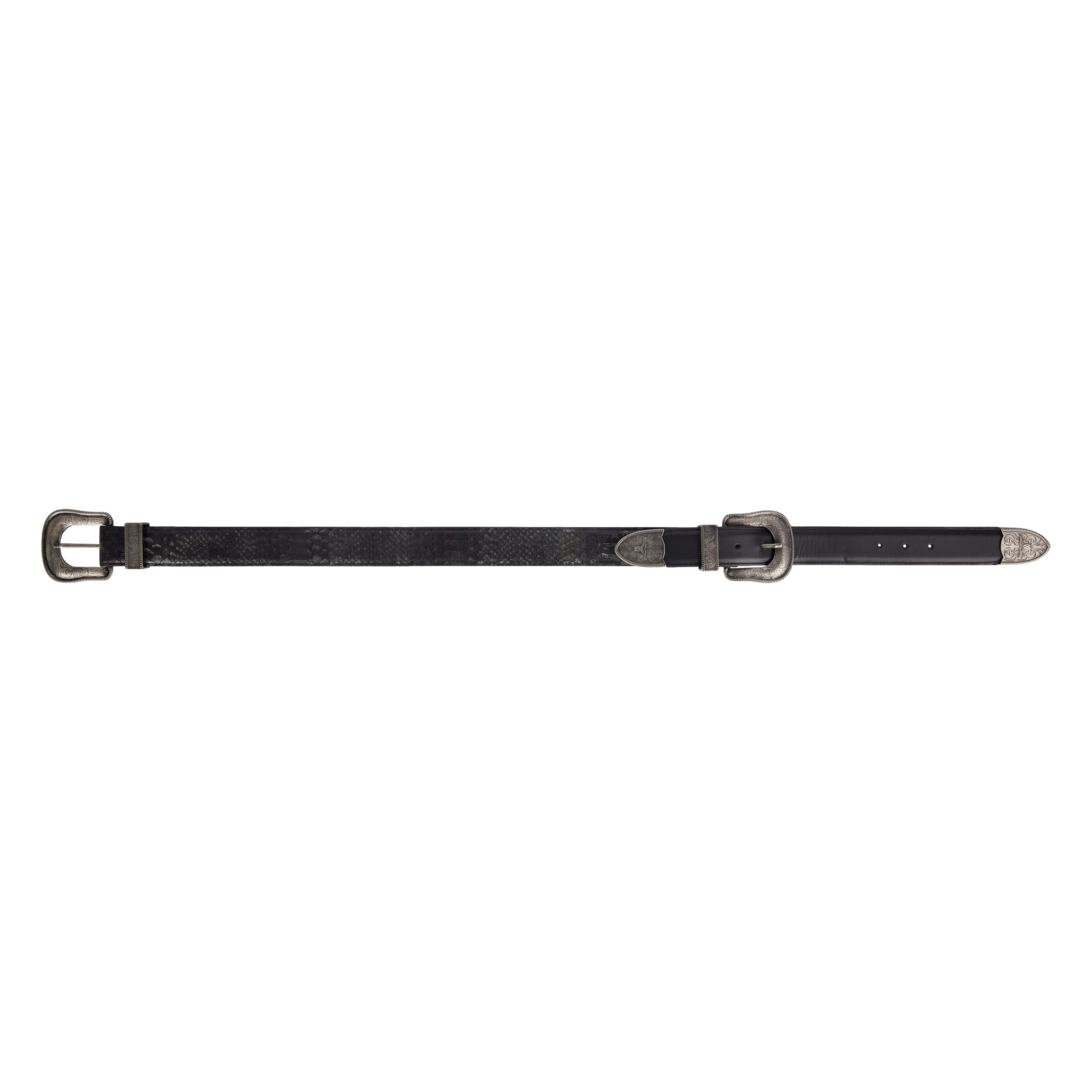 1.5 Woven Belt with Double Buckle - Rattle Black