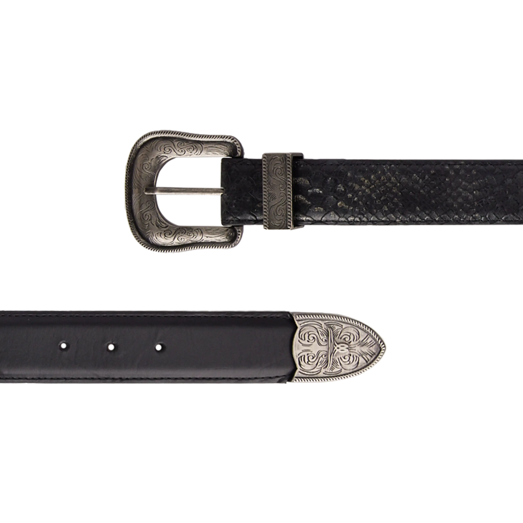 1.5 Woven Belt with Double Buckle - Rattle Black