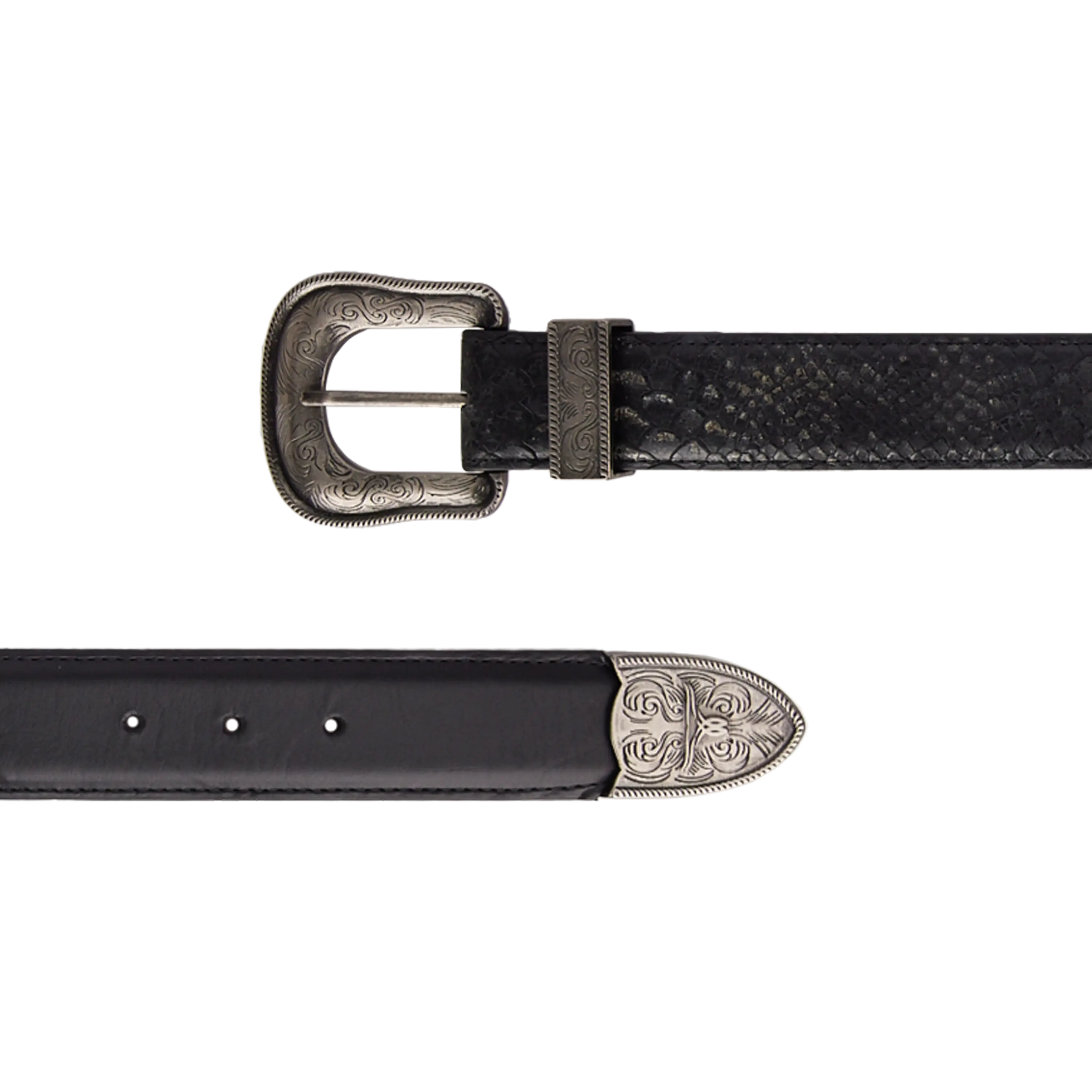 1.5 Woven Belt with Double Buckle - Rattle Black