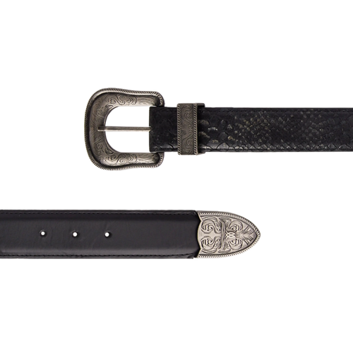 1.5 Woven Belt with Double Buckle - Rattle Black