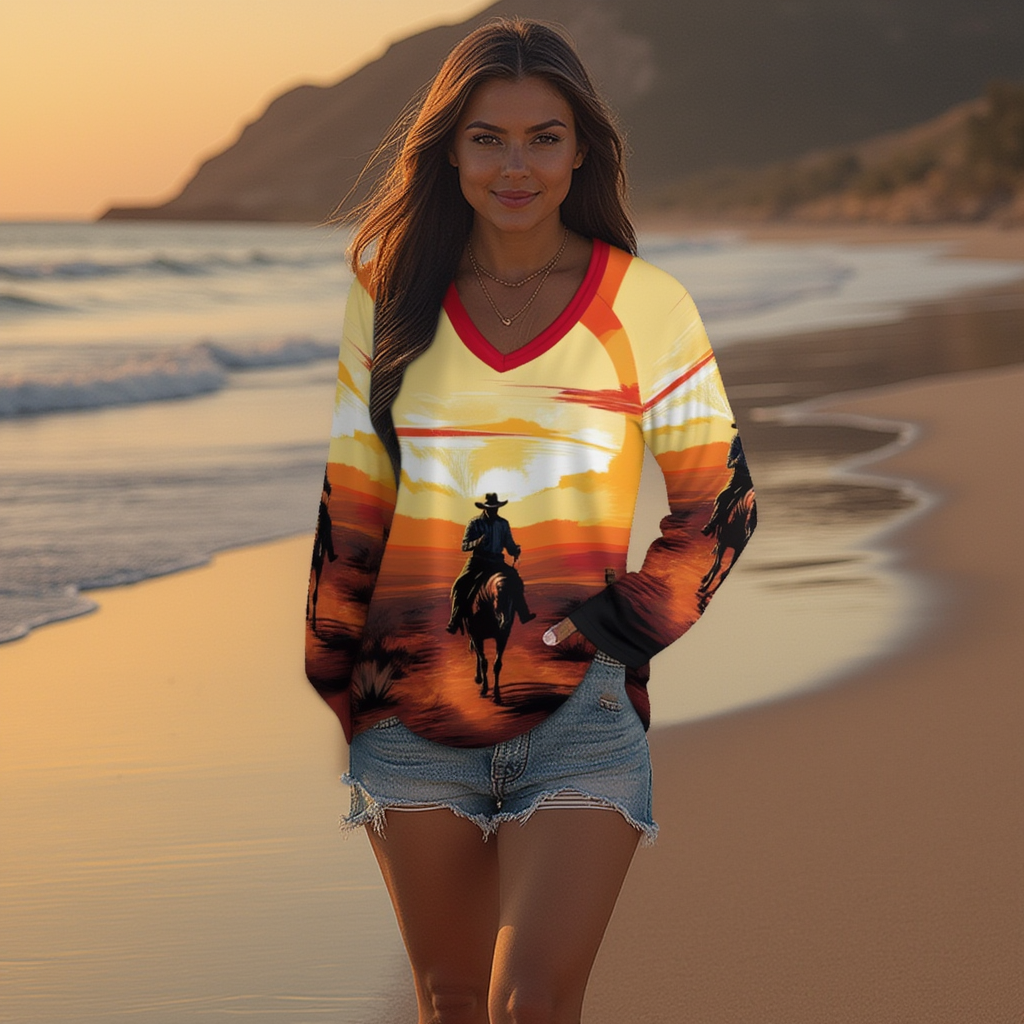 Baha Ranch Western Print Long Sleeve Top by Baha Ranch Western Wear