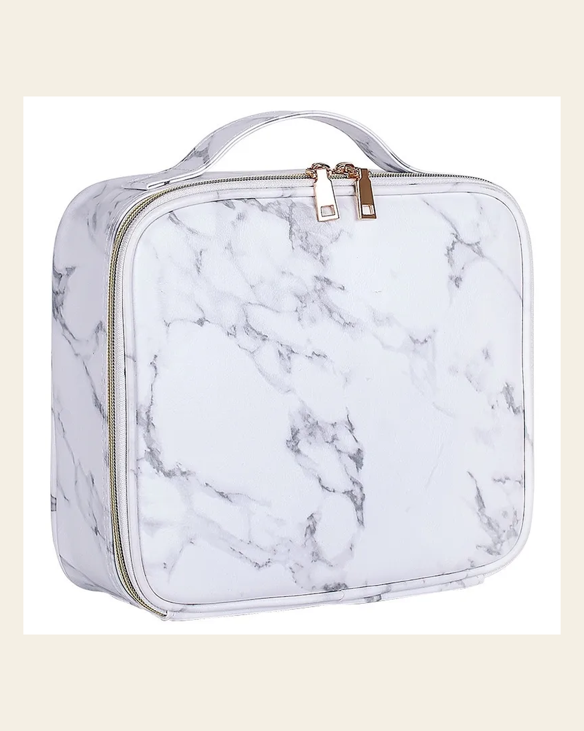 MARBLE MAKEUP CASE x GlowJunkie on a warm cream background