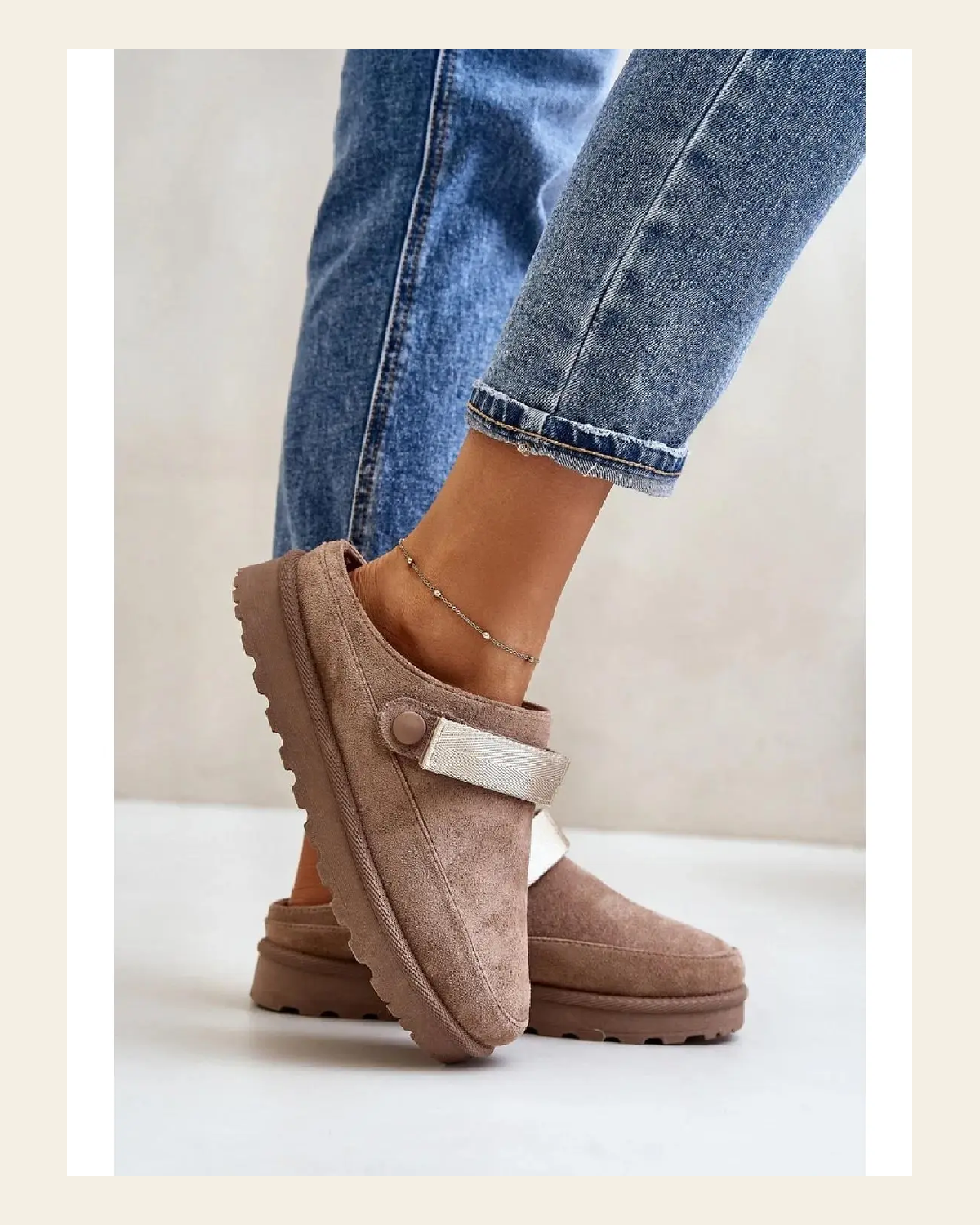 Margot Faux Fur Lined Mule | Slides on a warm cream background
