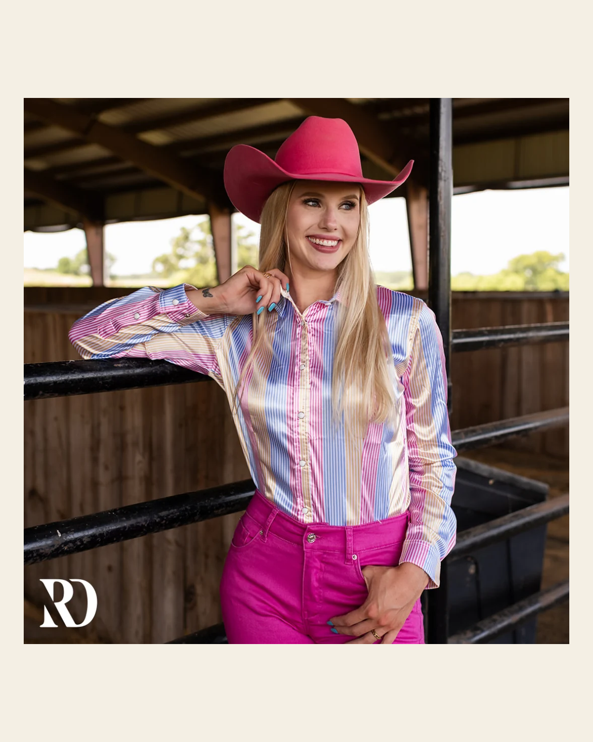 Mary Kay Satin Performance Rodeo Shirt on a warm cream background