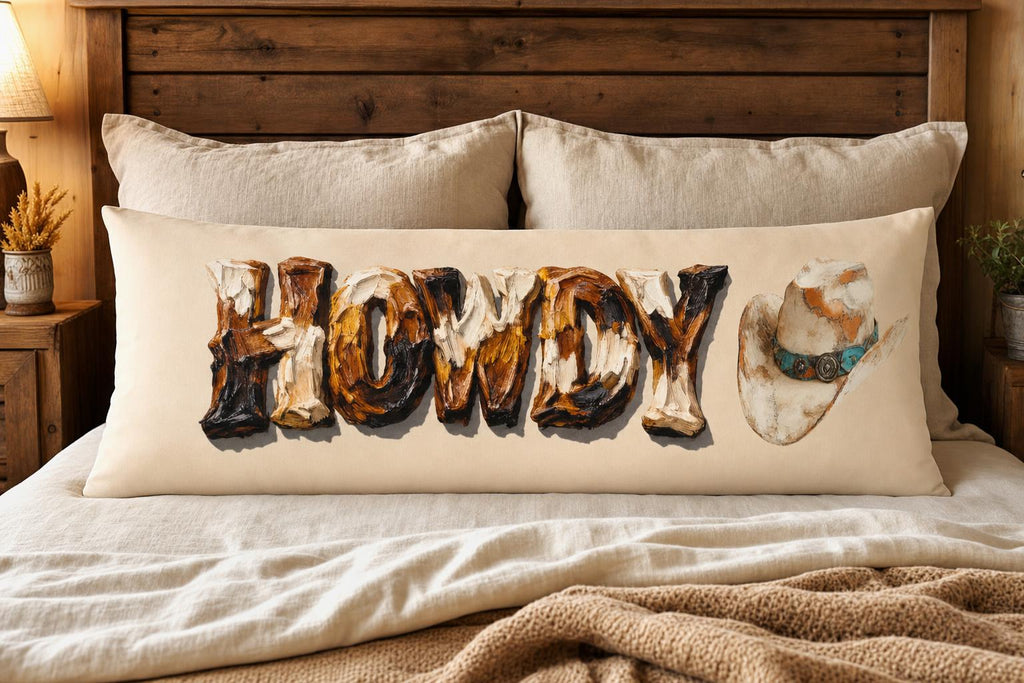 Baha Ranch Western Howdy Highland Cow Body Pillow Cover Made in America by Baha Ranch Western Wear