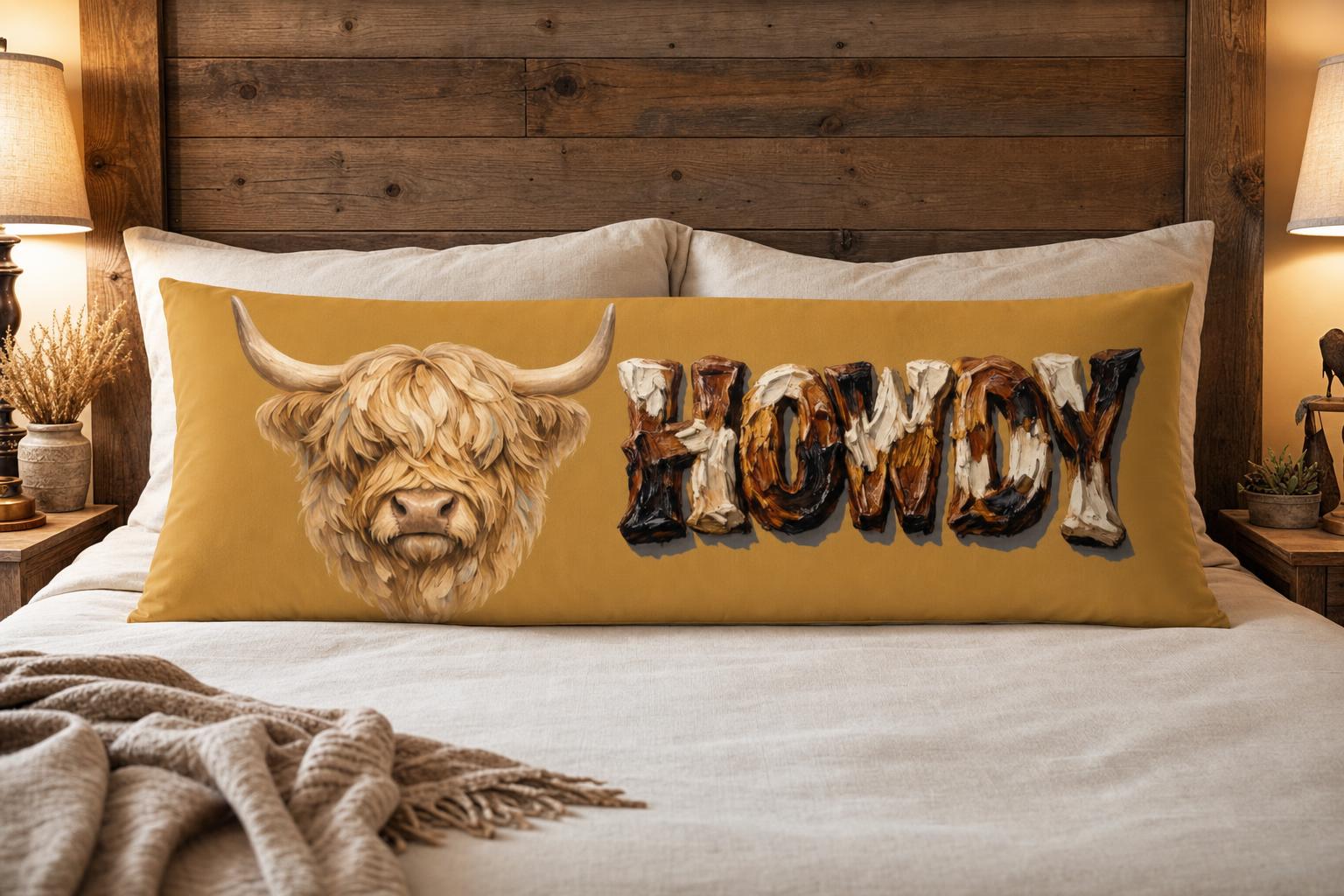Baha Ranch Howdy Highland Western Body Pillow Made in America by Baha Ranch Western Wear