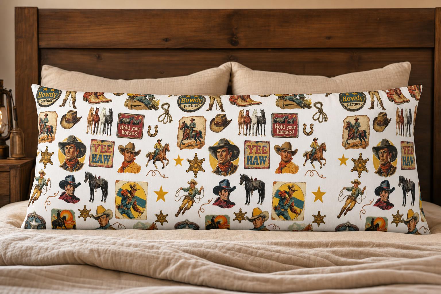 Baha Ranch Vintage Cowboy Body Pillow Cover Made in America by Baha Ranch Western Wear