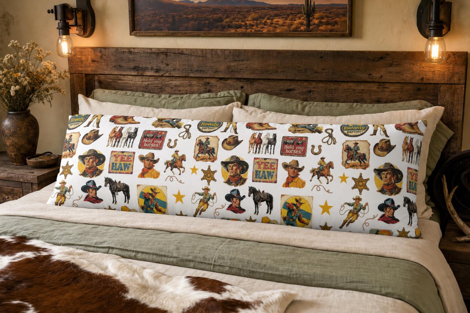 Baha Ranch Vintage Cowboy Body Pillow Cover Made in America by Baha Ranch Western Wear - product image 2