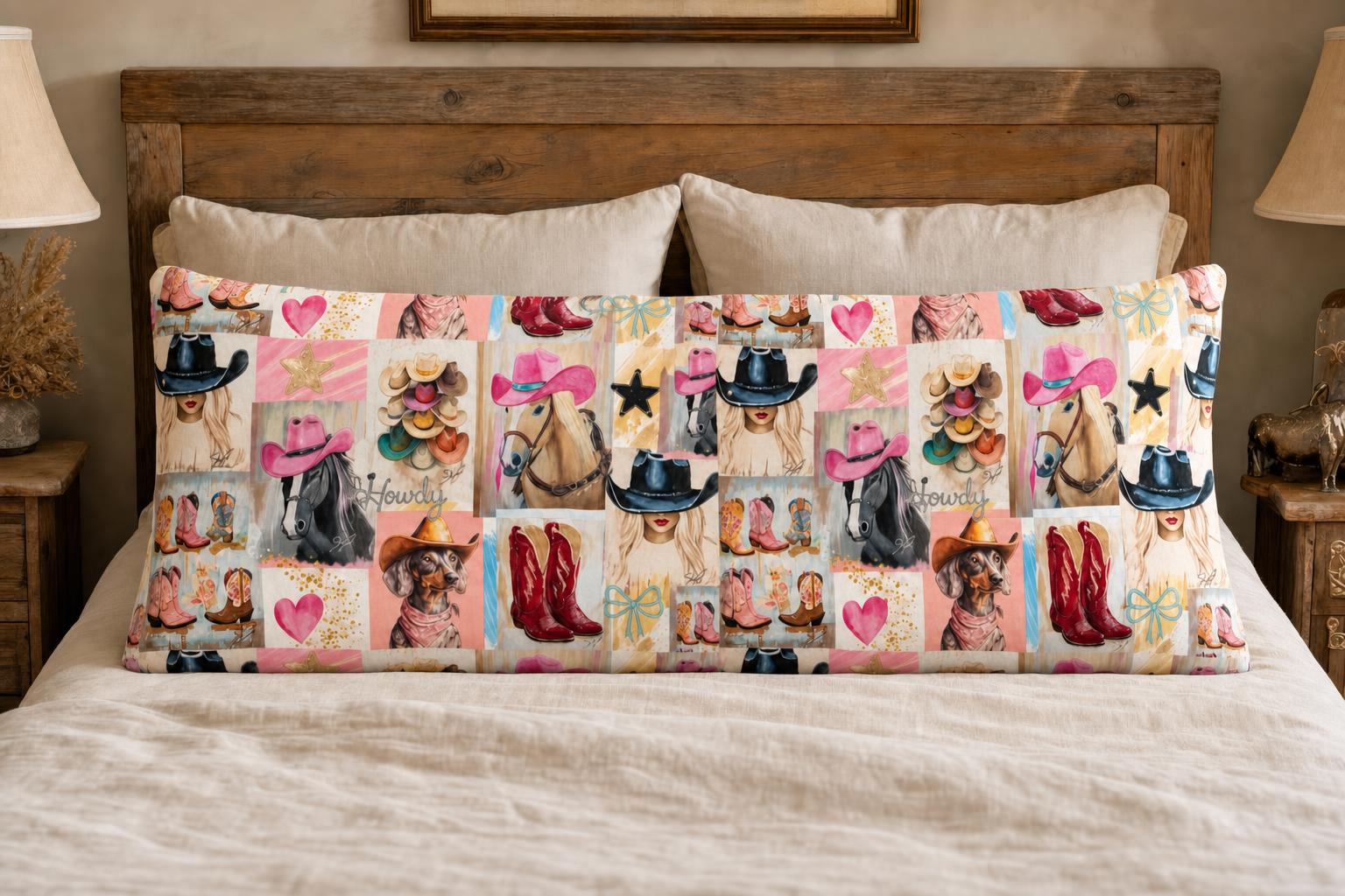 Baha Ranch Painted Cowgirl Western Body Pillow Cover Made in America by Baha Ranch Western Wear
