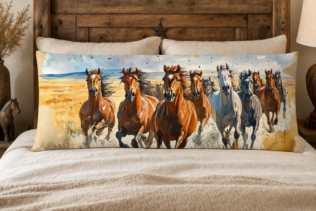 Baha Ranch Running Horses Western Body Pillow Cover Made in America by Baha Ranch Western Wear