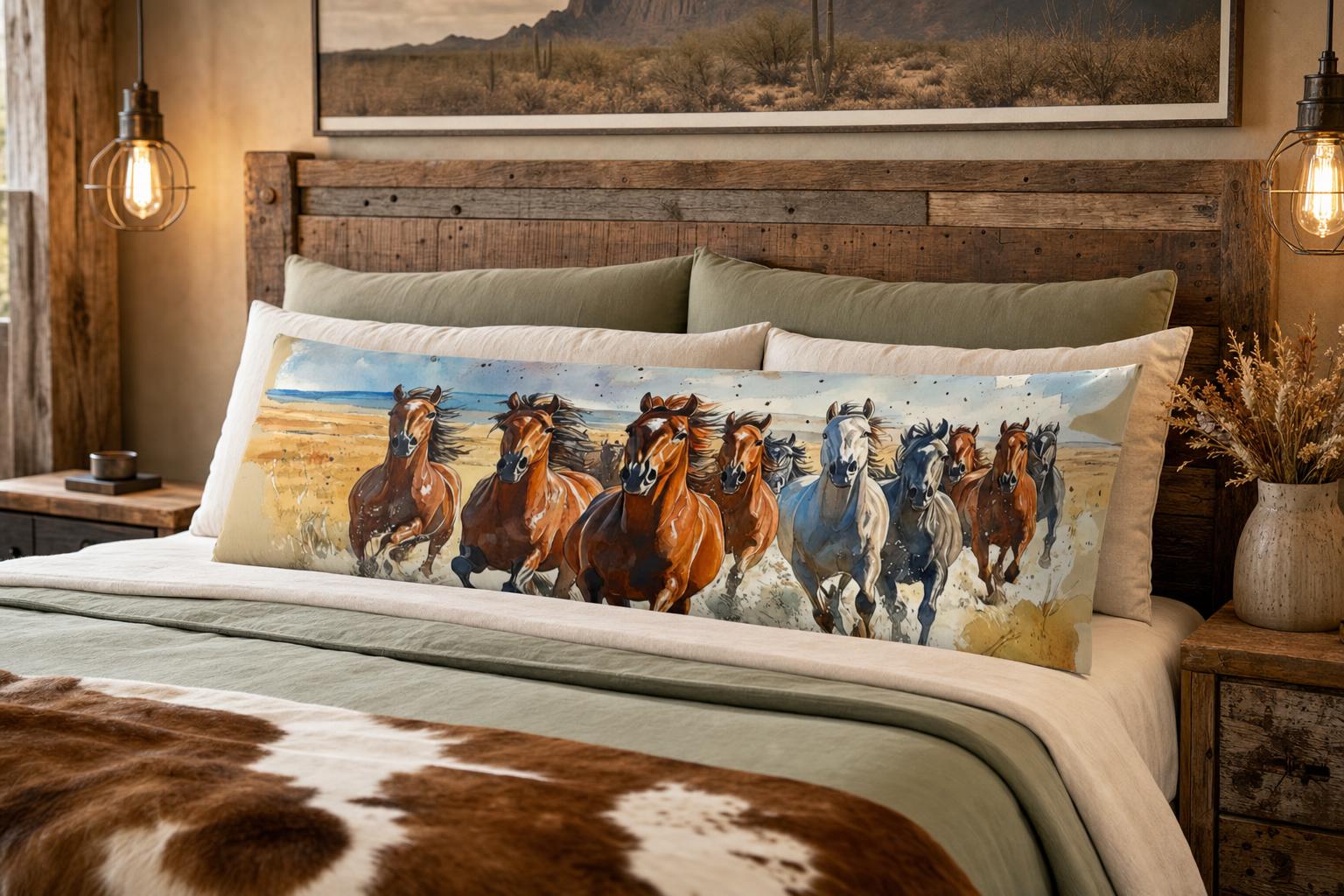 Baha Ranch Running Horses Western Body Pillow Cover Made in America by Baha Ranch Western Wear - product image 2