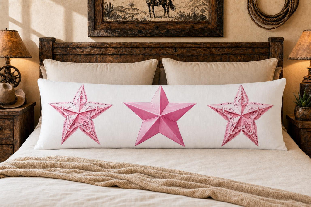 Baha Ranch Pink Cowgirl Stars Body Pillow Cover Made in America by Baha Ranch Western Wear