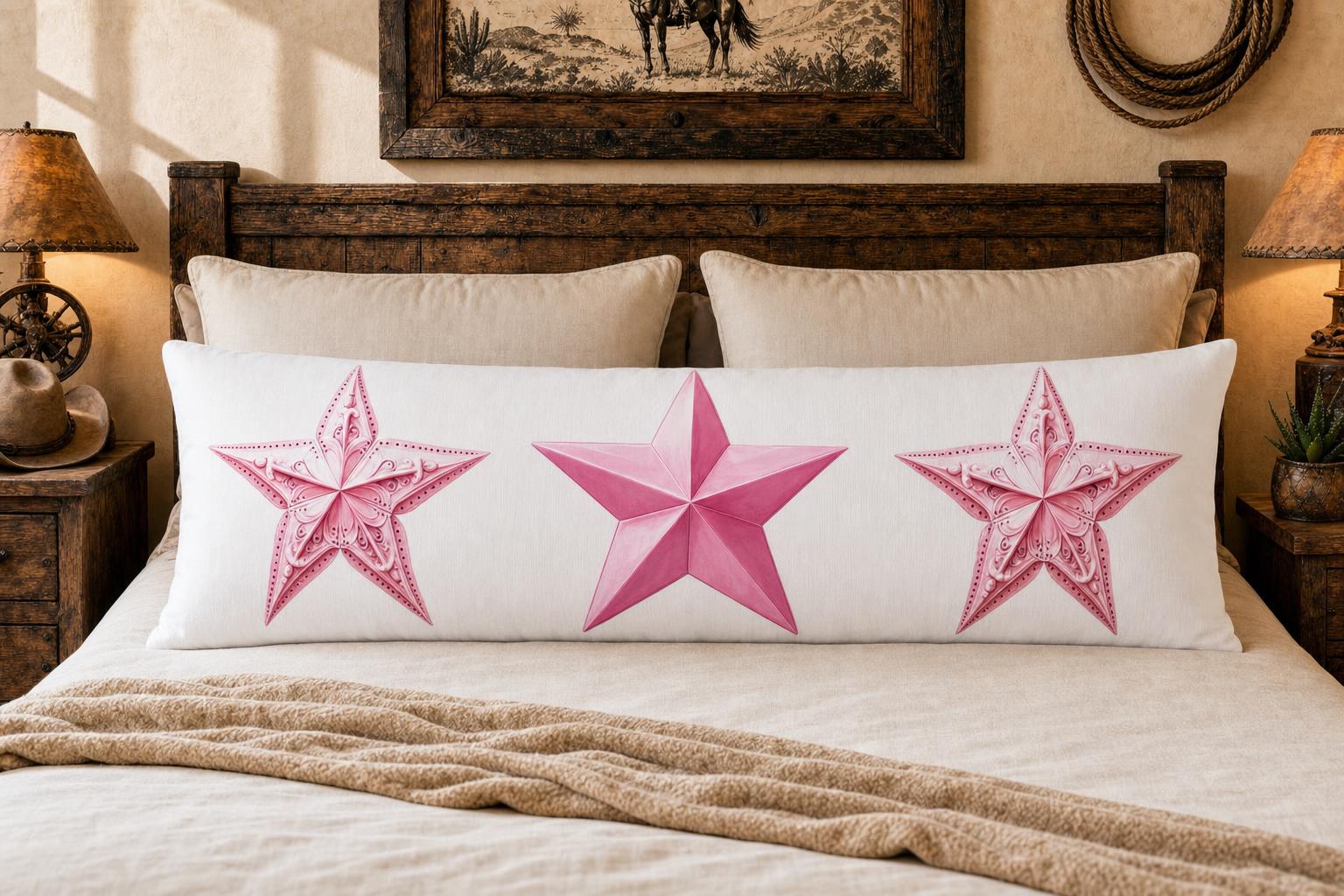 Baha Ranch Pink Cowgirl Stars Body Pillow Cover Made in America by Baha Ranch Western Wear