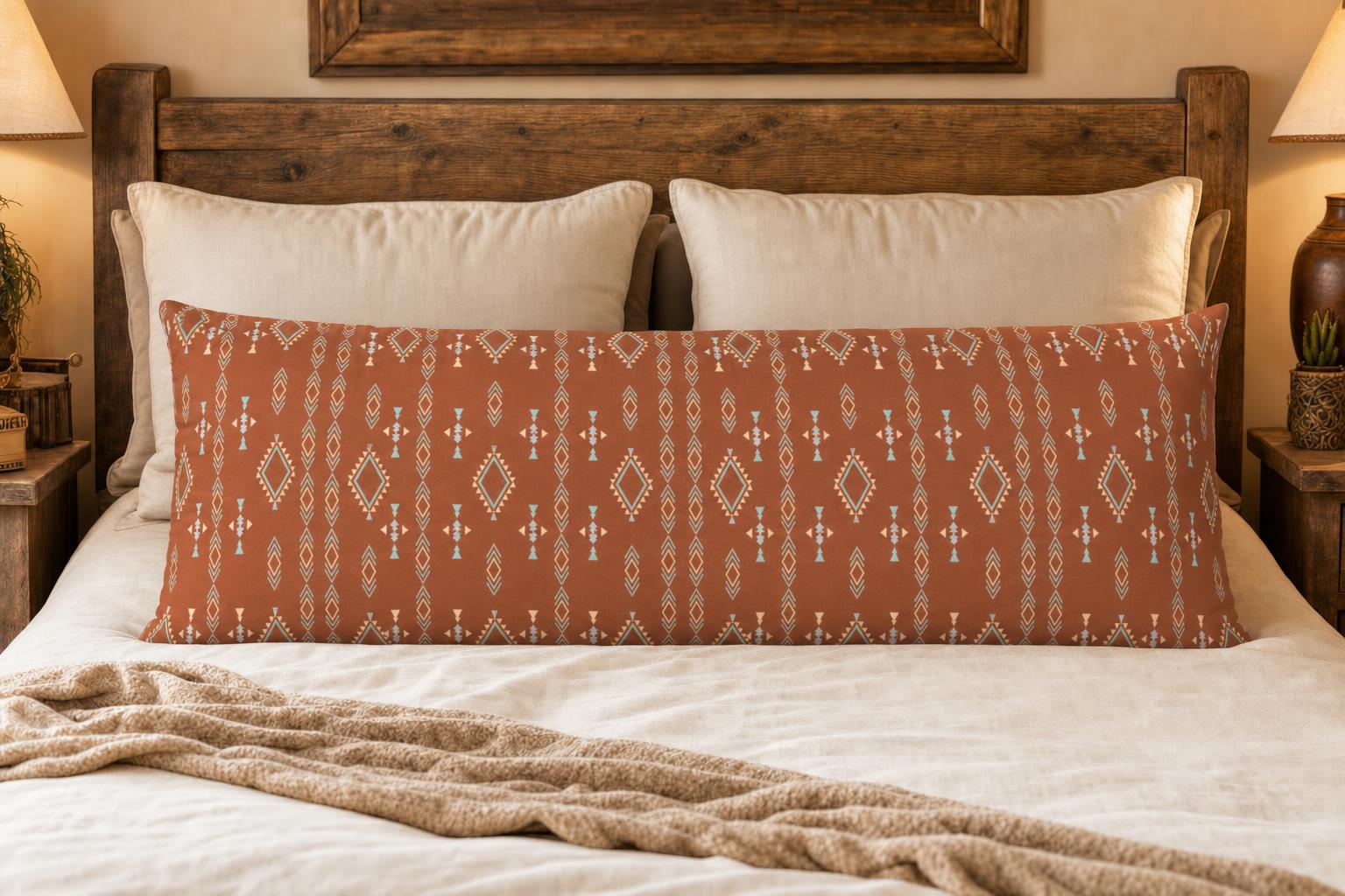 Baha Ranch Brown Aztec Body Pillow Cover Made in America by Baha Ranch Western Wear