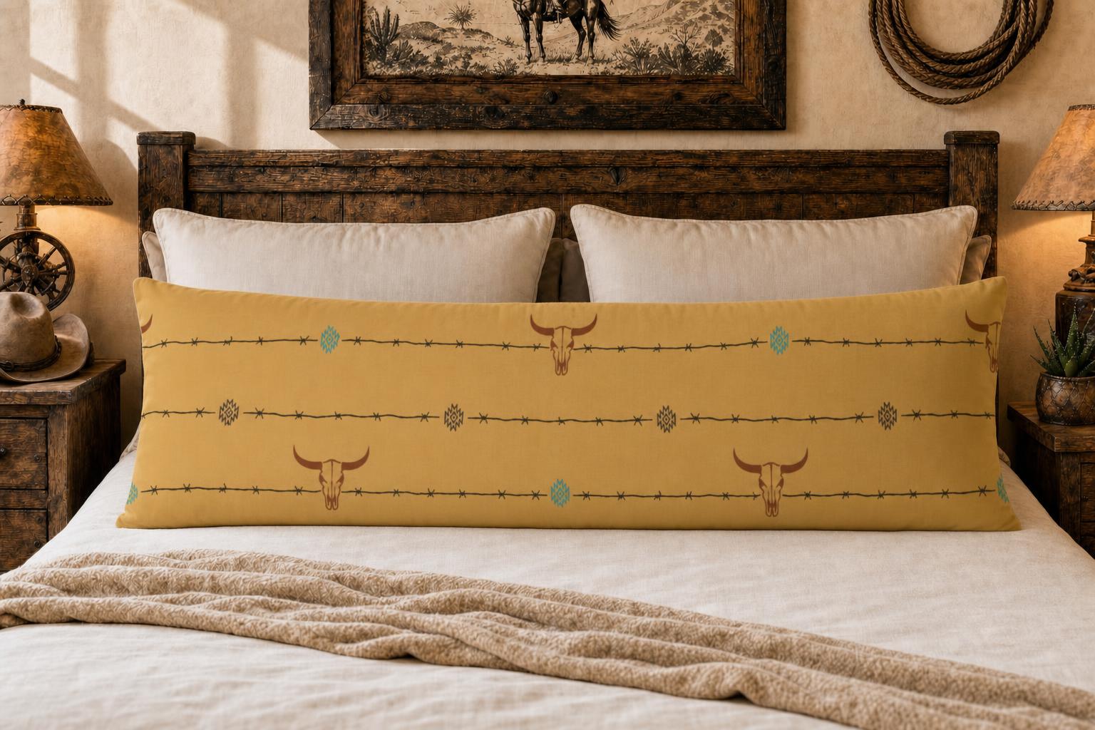 Baha Ranch Barbwire Longhorn Body Pillow Made in America by Baha Ranch Western Wear