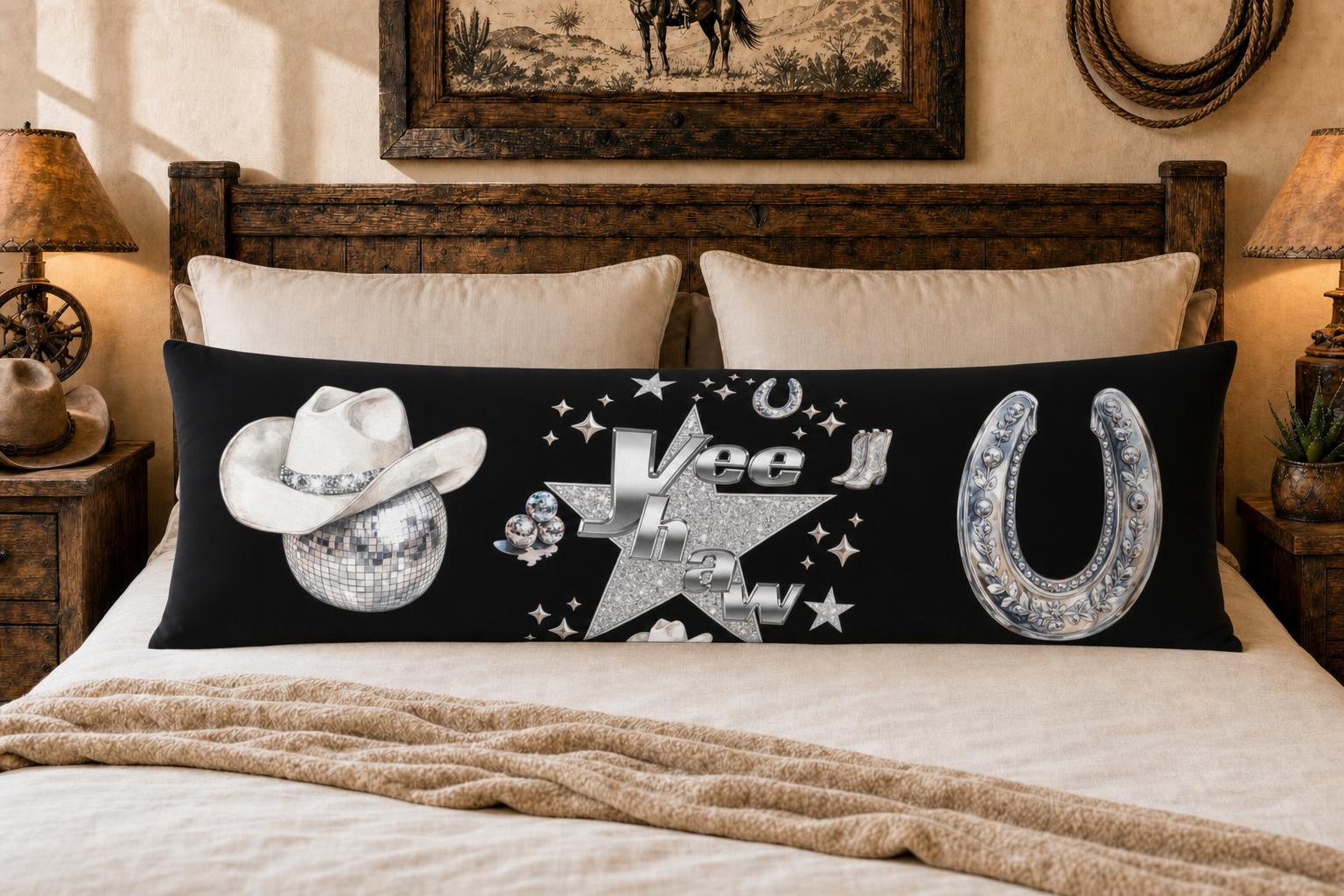 Baha Ranch Yeehaw Rhinestone Cowgirl Body Pillow Cover Made in America by Baha Ranch Western Wear