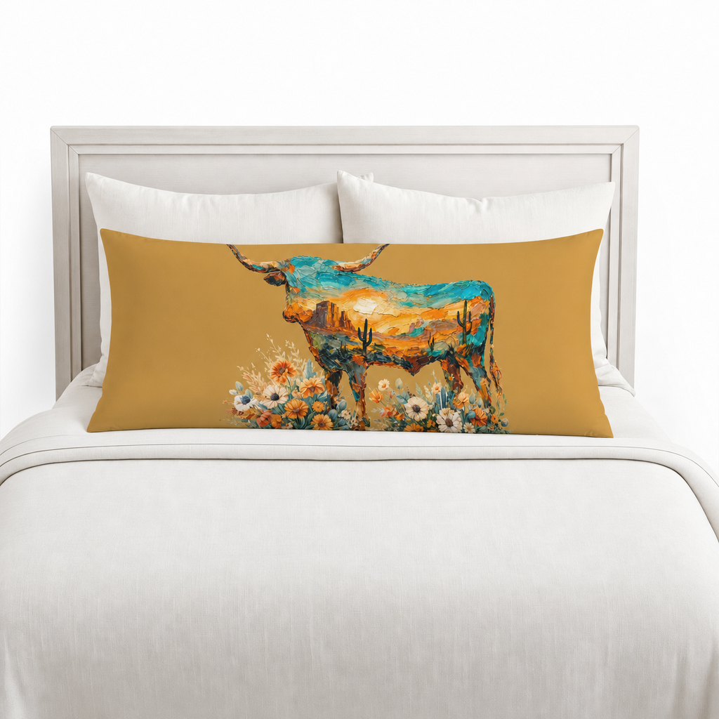 Baha Ranch Floral Longhorn Body Pillow Made in America by Baha Ranch Western Wear - product image 2