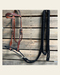 Medium Oil Basketweave Black Loping Hackamore #LHK009 on a warm cream background