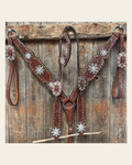 Medium Oil Copper Buckstitch Clear One Ear & Breastcollar Tack Set #OEBC450 on a warm cream background