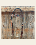 Medium Oil Floral and Teal Dot Browband Headstall / Bridle #24337M on a warm cream background