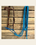 Medium Oil Floral Scalloped Blue Loping Hackamore #LHK021 on a warm cream background