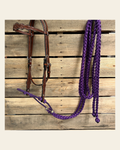 Medium Oil Floral Scalloped Purple Loping Hackamore #LHK022 on a warm cream background