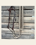Medium Oil Floral V-Brow Tan Loping Hackamore #LHK033 on a warm cream background