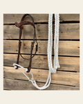 Medium Oil Floral V-Brow White Loping Hackamore #LHK032 on a warm cream background