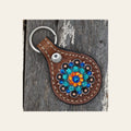 Medium Oil Key Chain with Blue European Crystal Concho