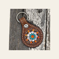 Medium Oil Key Chain with Orange European Crystal Concho