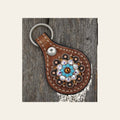 Medium Oil Key Chain with Turquoise European Crystal Concho