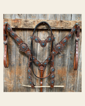Medium Oil Navajo Style Copper Turquoise Browband & Breastcollar Tack Set #BBBC448 on a warm cream background