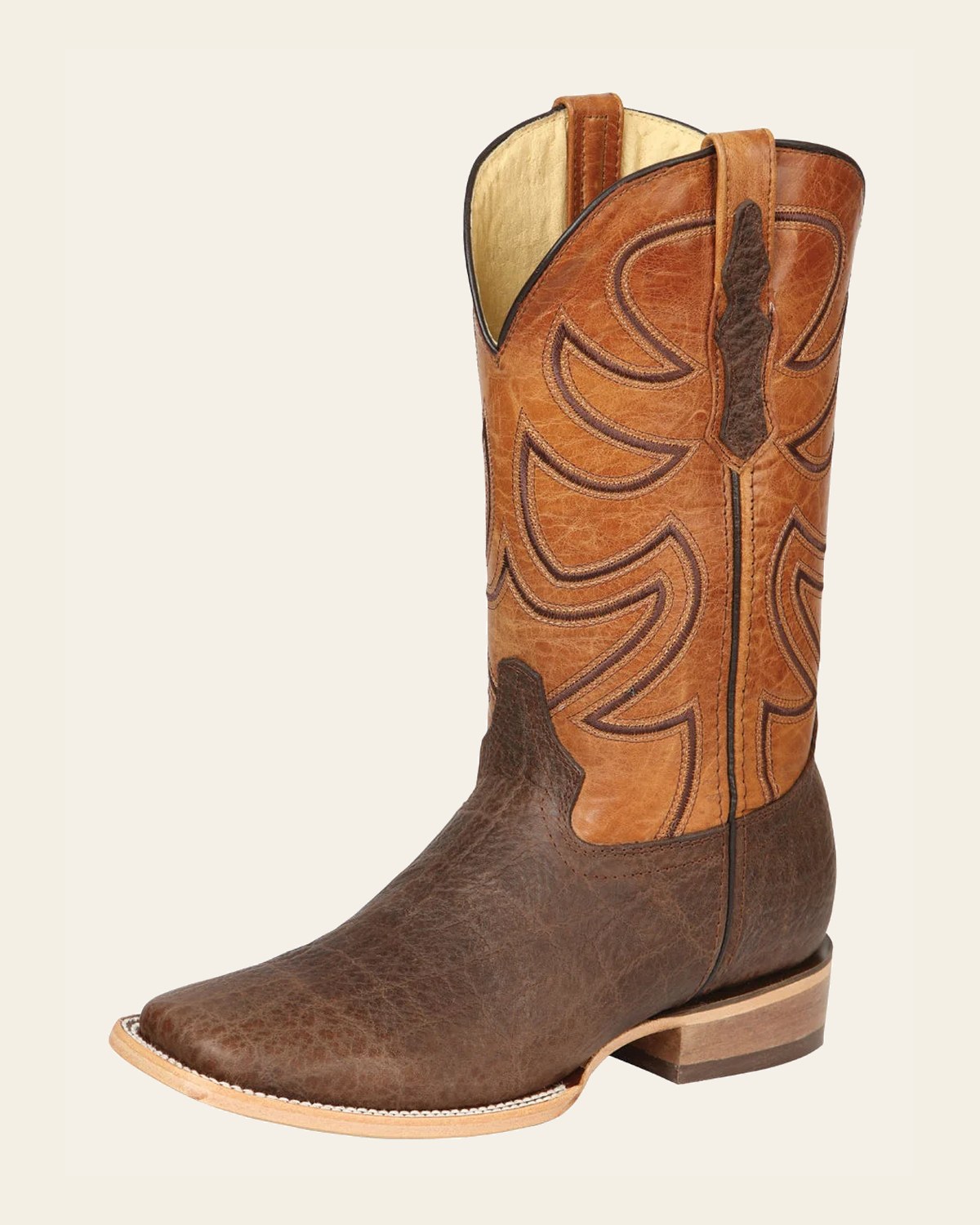 Men’s El General Rodeo Boot Elephant Print Brown 45767 on a warm cream background