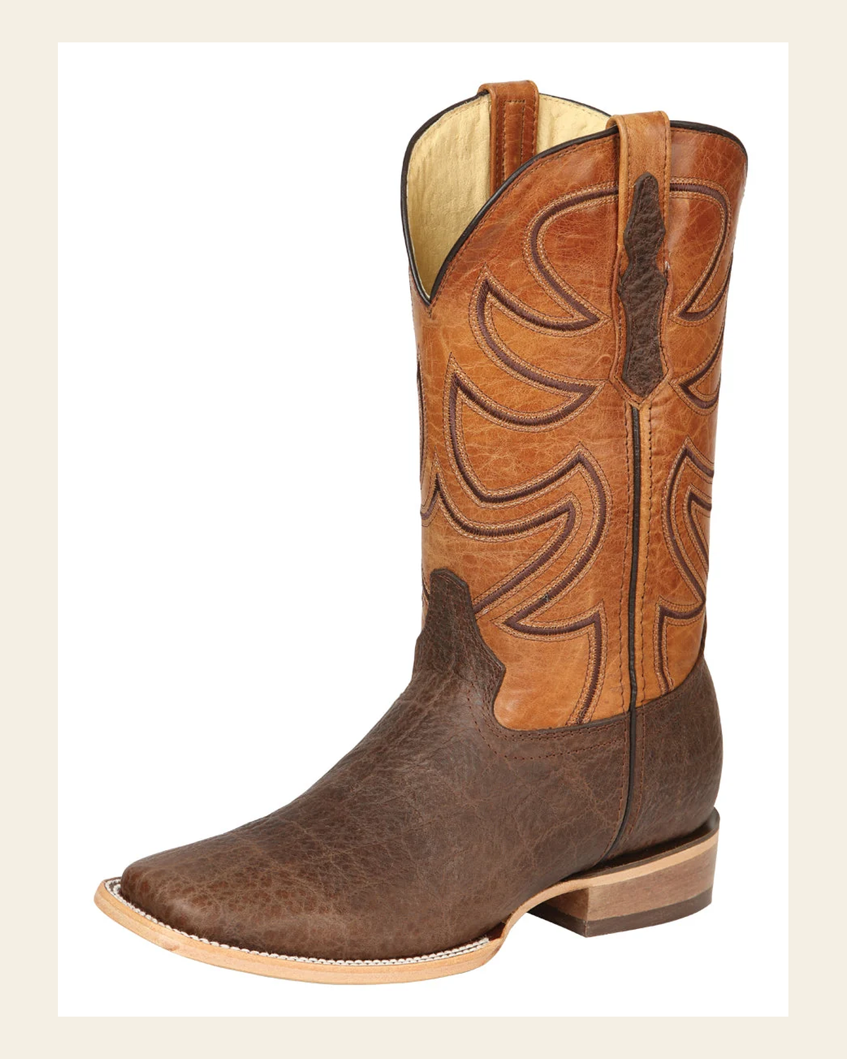 Men’s El General Rodeo Boot Elephant Print Brown 45767 on a warm cream background