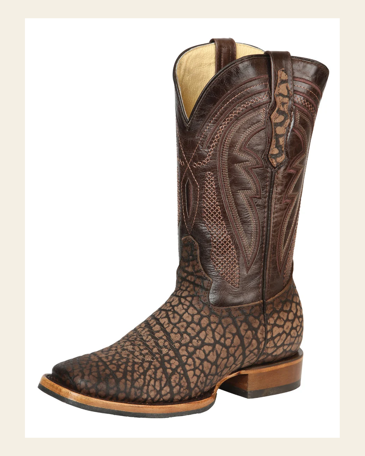 Men’s El General Rodeo Boot - Bull Shoulder Sand 45667 on a warm cream background