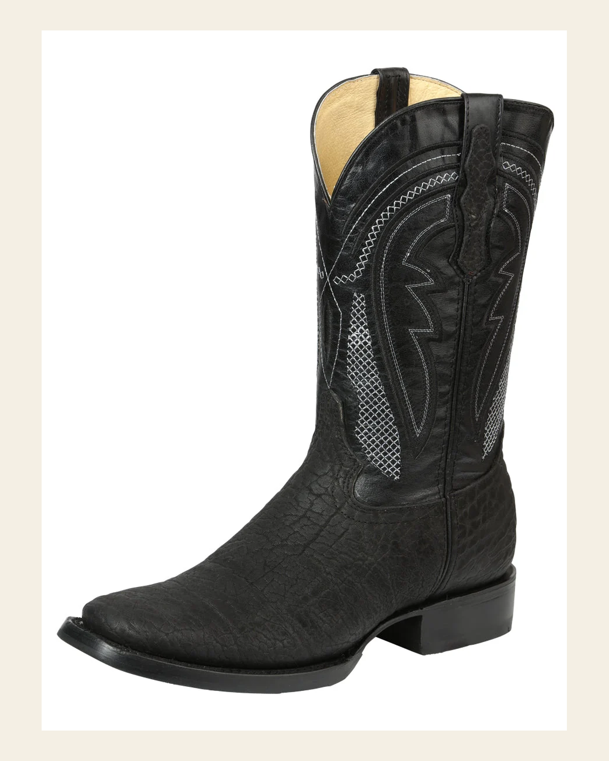 Men’s El General Western Boots - Bull Shoulder Black 45666 on a warm cream background
