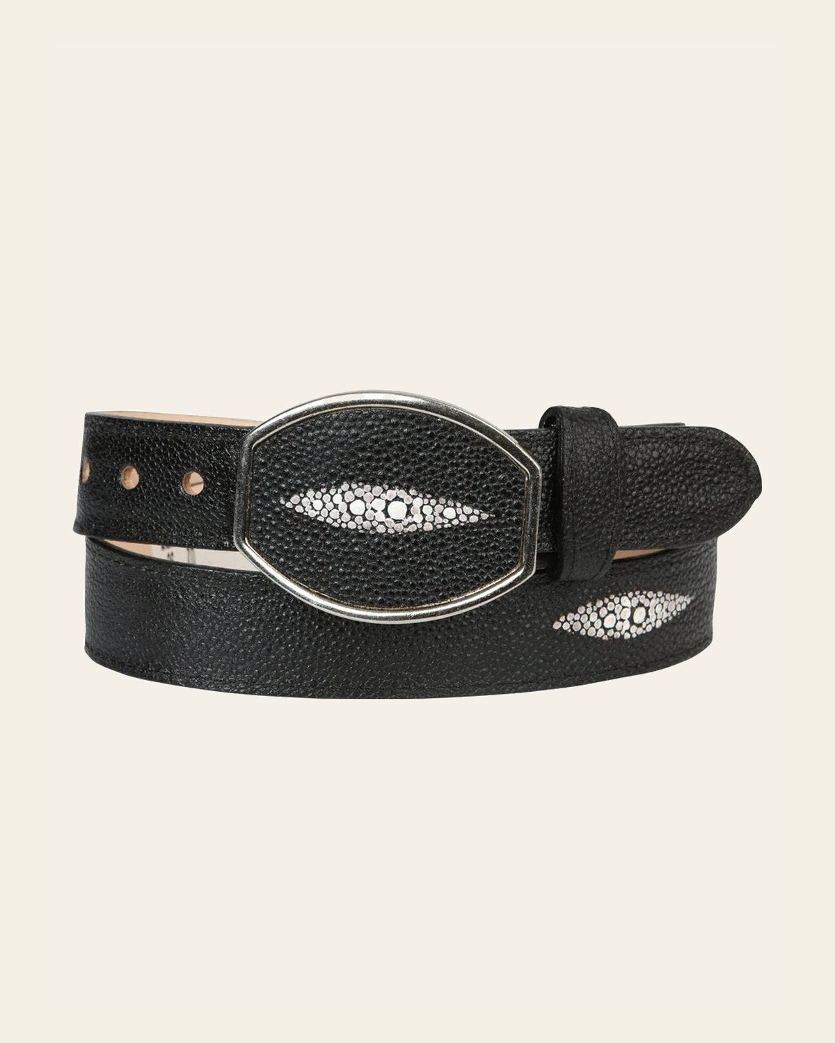 Men’s Vaquero Belt El General Imitation Stingray 45574 on a warm cream background