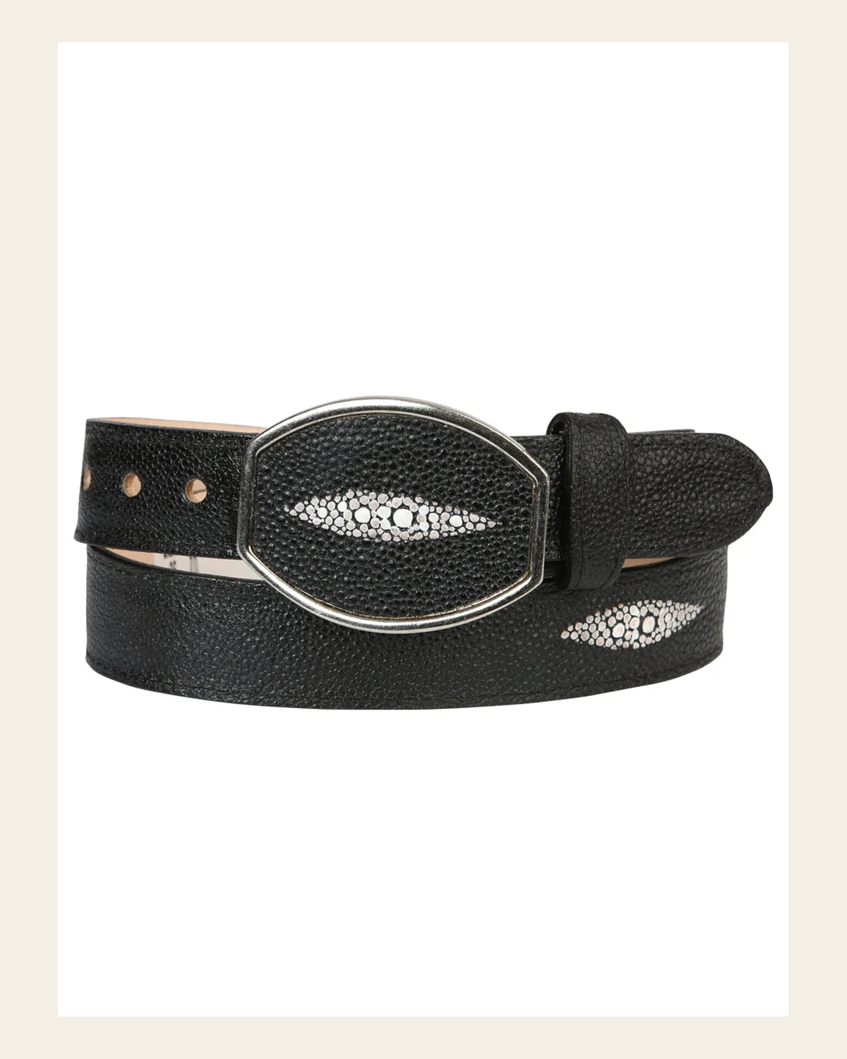 Men’s Vaquero Belt El General Imitation Stingray 45574 on a warm cream background