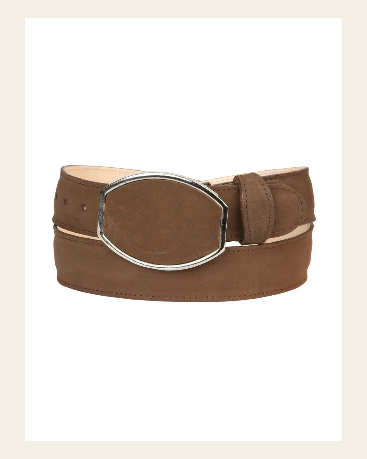 Men’s Western Belt El General Nubuck - Camel 45576 on a warm cream background