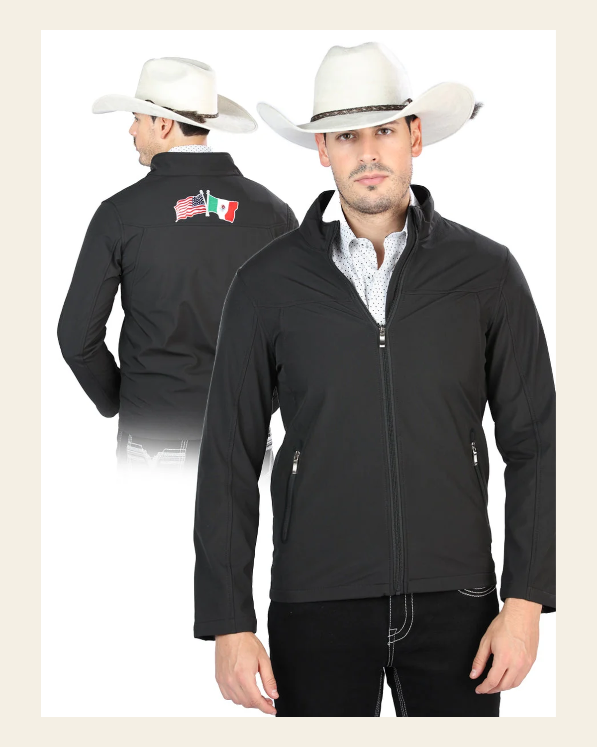 Mens El General Suede Jacket Black 127083 on a warm cream background